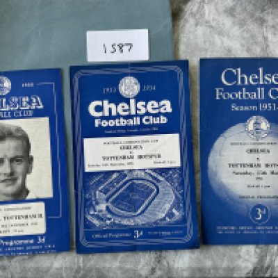 Chelsea v Tottenham Reserve Football Programmes: 49/50 Football Combination and Combination Cup from 51/52 + 53/54. Very good. (3)