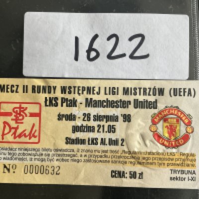 98/99 Plak v Manchester United Football Ticket: Champions League treble season ticket dated 26 9 1998. Writing to rear.