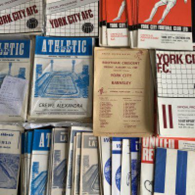 York City + Wigan Athletic Home Football Programmes: York has 65 from the 60s and 50 from the 70s. Wigan has around 100 including a set of 32 from 78/79 plus many spares additionally and some earlier. Instructions to sell. Very good. (est 220)