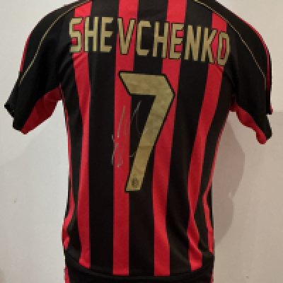 AC Milan Shevchenko Signed Football Shirt: Andriy Shevchenko signed AC Milan replica home football shirt size medium. Good condition.