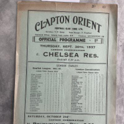 37/38 Clapton Orient v Chelsea London Combination Football Programme: Good condition with no team changes. Fold.
