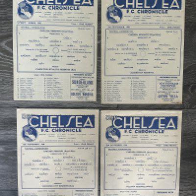 47/48 Chelsea Home Reserve Football Programmes: Excellent condition single sheets for Football Combination matches v Leicester Fulham Aldershot and Charlton. Never seen them in such superb condition with no writing. (4)