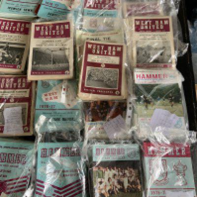 West Ham Home Football Programmes: Approximately 160 from the 60s to include near complete 62/63. 250 from the 70s. 17 from the 1950s Instructions to sell. Very good. (est 400+)