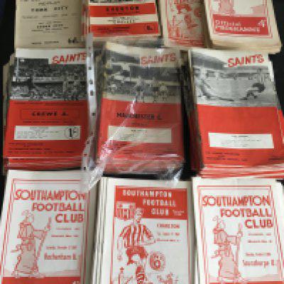 Southampton Home Football Programmes: 35 from mid to late 50s and approximately 180 from the 60s and 50 from the early 70s. Possible complete season of 67/68. Instructions to sell. Very good. (est 200+)