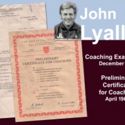 John Lyalls West Ham Football Coaching Memorabilia: 1962 letter from Stanley Rous stating Lyall was successful in four categories for his Preliminary Coaching Certificate and this lot comes with the certificate. 1967 letter from Denis Follows stating he was successful in his Full Coaching Award and a passport style certificate with photo plus a photo of participating coaches at Lilleshall. C/W a couple of enamel coaching pin badges and a set of FA Cufflinks plus Lyalls Acme Thunderer coaching whistle. Finally there is a 1986 FA Coaching License.
