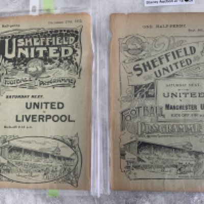 Pre 1st World War Sheffield United v Hull City Reserve Football Programmes: Seasons 1906 - 1907 and 1913 - 1914. Fair condition ex bound 4 page programmes with no team changes. (2)