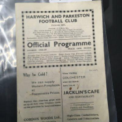 36/37 Harwich + District v Norwich Football Programme: English Schools match in good condition with no team changes. Instructions to sell.