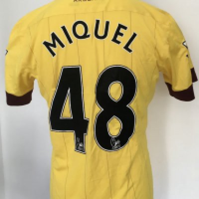 Arsenal 2010 - 2011 Match Issued Football Shirt: Away Nike short sleeve shirt issued to Miquel size large. Good condition.