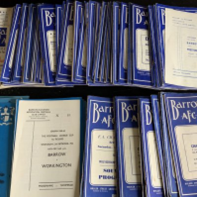 Barrow Home Football Programmes: 22 from the 50s plus around 130 from the 60s and some early 70s. Instructions to sell. Very good. (est 160)