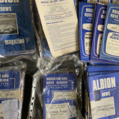 Brighton Home Football Programmes: 14 from the late 50s plus some complete or near complete sets from the 60s. In total around 240 from the 60s plus some early 70s. Instructions to sell. Very good. (est 280+)
