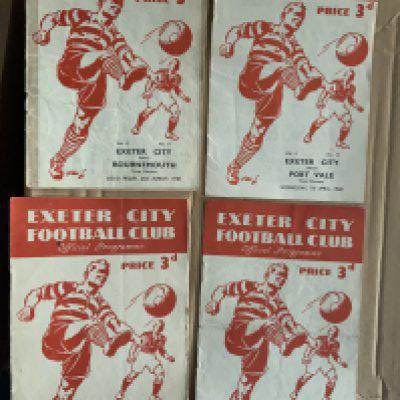 47/48 Exeter City Home Football Programmes: Bournemouth poor, Port Vale Brighton plus 48/49 Bournemouth. Good unless stated. (4)