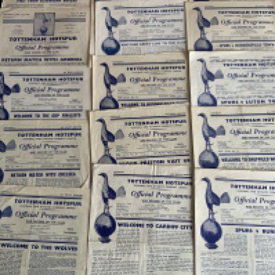 Tottenham 1950s Home Football Programmes: Mid to late 50s 4 page sheets to include a few double season of 60/61. Fair/good with no duplication. (40)