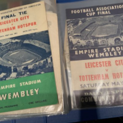 Tottenham Football Programmes: Includes FA Cup Finals for 61 62 67 and more, 1962 souvenir brochure, many testimonials, tickets and more. 4 homes from 49/50 or earlier plus a few 50s included. (box)