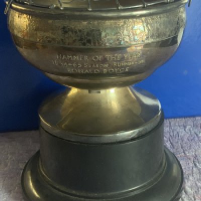 Ron Boyce West Ham 1966 Hammer Of The Year Runners Up Trophy : Six inch high trophy engraved with 1964 - 1965 Hammer Of the Year runner up Ronald Boyce. Metal is tarnished but otherwise in excellent condition.