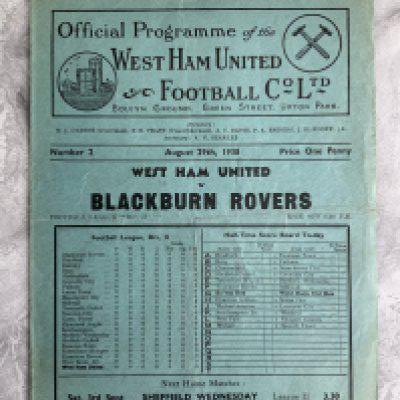 1938 - 1939 West Ham v Blackburn Rovers Football Programme: Good condition division two programme with no team changes.