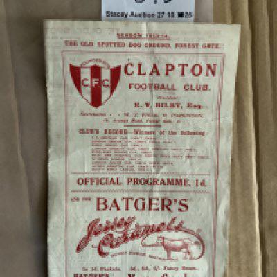 1913 - 1914 West Ham Schools v West London Football Programme: English Schools semi final played at the Spotted Dog at Clapton. Very good condition 4 pager with date and score to team page. Instructions to sell.