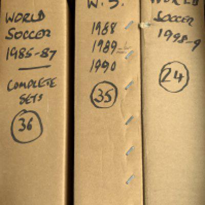 World Soccer Football Magazines: Eight complete sets of the magazine from the 1985 to 1990 (missing 1) plus 98/99 the treble season for Manchester United. Additionally there are 16 earlier editions. Very good. (111)