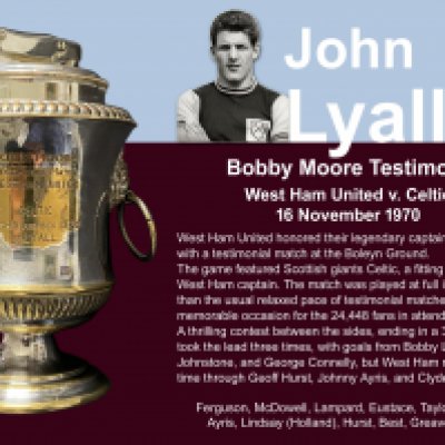 Bobby Moore 1970 West Ham v Celtic Testimonial Lighter: Stunning lighter in the shape of a football trophy with the words engraved Bobby Moore Testimonial Match West Ham United v Celtic 16th November 1970 J Lyall. Rare item.