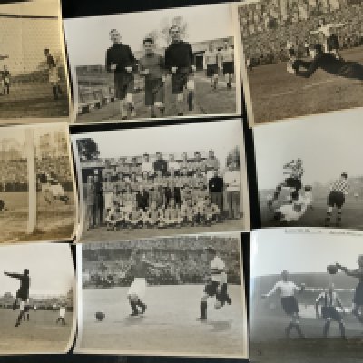 Plymouth Argyle Old Football Press Photo Collection: All definitely original press photos mostly 1940s with some early 50s and 1930s. 10 x 8 photos all with press stamps, (7) plus 8 x 6 photos with 5 having press stamps. (13). Lots of match action including opponents Millwall West Ham Wolves Cardiff and Fulham. Some team groups and mostly with hand written descriptions to rear. One photo is Exeter. Stunning collection. (20)