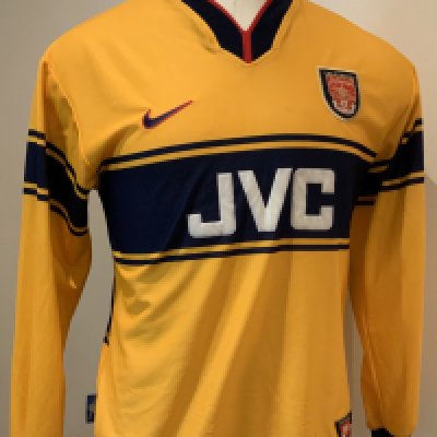 Arsenal 97 - 99 Away Football Shirt: Long sleeve yellow replica JVC in good condition. Size medium.