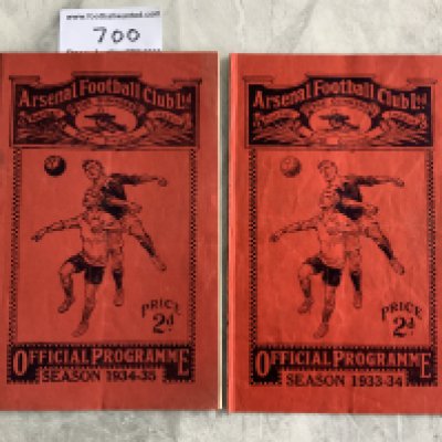 Arsenal Home Reserve Football Programmes: London Combination matches v Fulham staples rusted away leaving holes and 33/34 Crystal Palace staples removed not rusted away. (2)