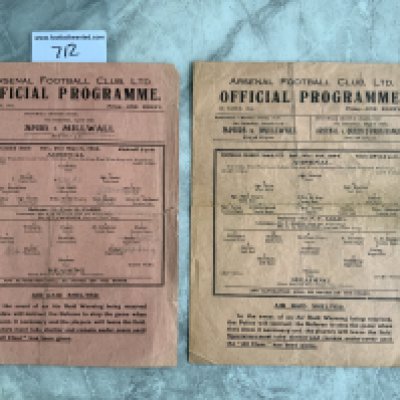 Arsenal v Reading Football Programmes: 43/44 Cup + 44/45 League both in fair condition. (2)