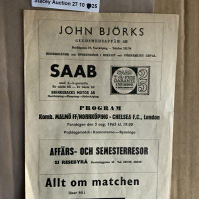 65/66 Norrkoping v Chelsea Football Programme: Excellent condition 4 pager dated 5 8 1965 with no team changes. Instructions to sell.