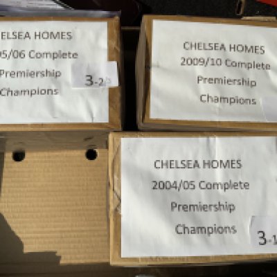 Chelsea Premier League Champions Complete Programme Sets: Sealed packets never opened of home programmes from 2004/2005 2005/2006 and 2009/2010. (3 sets)