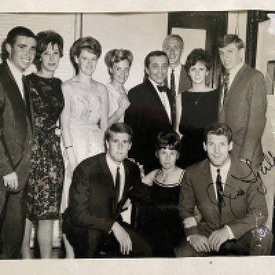 John Lyalls West Ham 1963 USA Tour Signed Photos: Taken in New York at the COPA Lounge. One with team mates and a further with their wives both signed by Lyall. (2)