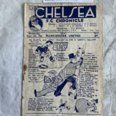 46/47 Chelsea v Manchester United Football Programme: 8 pager is fair/good condition with rust mark but no team changes.