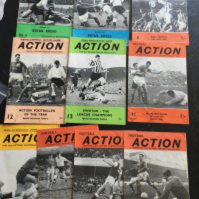 Action + Cup Soccer Magazine Sets: Todays Footballers In Action x 9 plus a complete set of 8 Cup Soccer 71 pullouts featuring clubs including Leeds Chelsea and Manchester United. Good.