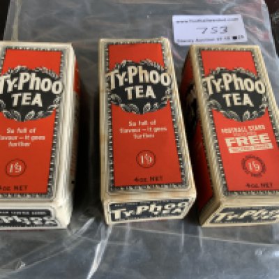 Typhoo Tea Complete Tea Packets With Football Cards: Cards are John Greig Terry Hennessy and Joe McBride. Team packets are unopened with contents intact. Rare items. (3)