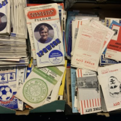 Football Programme Boxes: Many hundreds from the 60s with some earlier and later. Wide range of clubs with good Ipswich content. Worth a look as instructions to sell. (2 boxes)