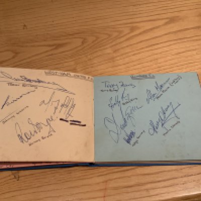 Football Autograph Book: From around the late 60s to include 14 x QPR, Romford x 12, West Ham x 8 to include John Lyall. Single autographs include Pele and Hurst .