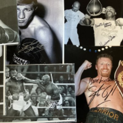 Boxing Signed Prints + Photos: Large size to include Minter London Shavers Conteh and Collins. (9)