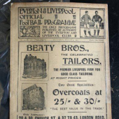 1906 - 1907 Everton v Manchester United Reserves Football Programme: Doubles up as Liverpool v Sheffield Wednesday FA Cup. Rare item which is ex bound with covers. Spine repair.