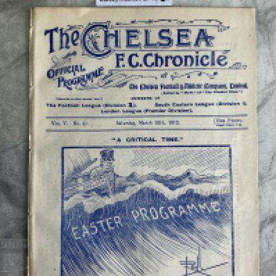 1909 - 1910,Chelsea v Manchester United Football Programme: Excellent condition 1st Division ex bound 8 pager with no team changes.