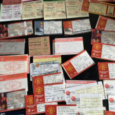Manchester United Home Football Tickets: includes 76/77 QPR Aston Villa + Southampton from FA Cup winning season, Sunderland LC and many which are more modern. Good. (72)