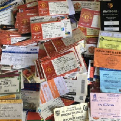 Manchester United Football Tickets: 422 home and 286 aways from 1994 - 2009 plus 29 big match tickets with the odd International at Old Trafford. Good. (700+)
