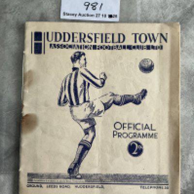 36/37 Huddersfield Town v Leeds United Football Programme: Rusty staple removed and string added to spine. No team changes. Condition is fair/good. Fold.
