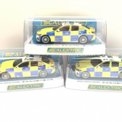 3 X Boxed Scalextric BMW 330i M-Sports Police Cars.