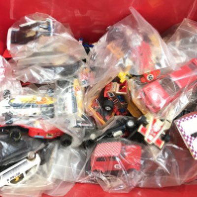 A Box Containing Scalextric Spare Parts and Accessories.