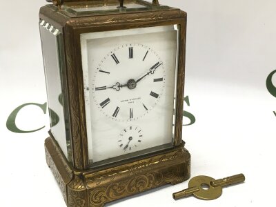 A French Baume Lezard repeat carriage clock, seen working.