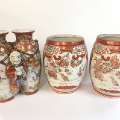 Japanese Kutani vases. Damage as seen. 26 and 23cm tall . NO RESERVE
