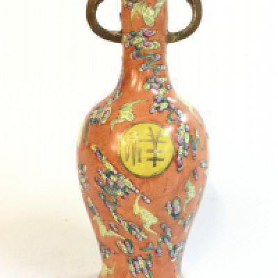 A Chinese vase with six character mark at base , 21cm tall.  NO RESERVE