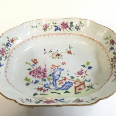 A Chinese bowl with damage large hairline crack and restoration- NO RESERVE