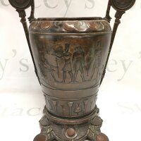 A late 19th bronze urn, Egyptian style (no lid). 29cm tall.