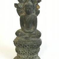 A Thai Seated heavy bronze Naga Buddha . 14cm tall.