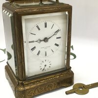 A French Baume Lezard repeat carriage clock, seen working.