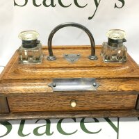 An oak pen tray, 28cm wide